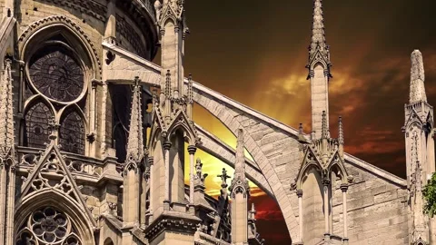 Notre Dame de Paris against the sunset,Paris, France Stock Footage 264944346