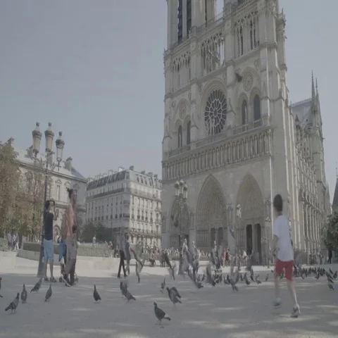 Notre Dame de Paris Cathedral / Paris, France - 4K Stock Footage 69727454