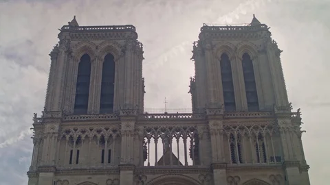 Notre Dame de Paris close tilt up Stock Footage 124400727