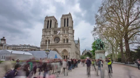 Notre Dame de Paris Hyperlapse Stock Footage 25137846