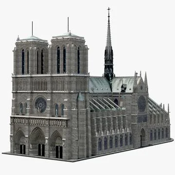 Notre Dame de Paris Low Poly 3D Model