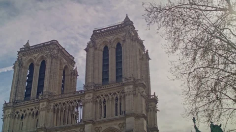 Notre Dame de Paris medium pan left Video stock 124401216