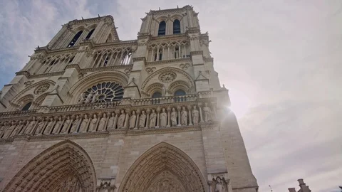 Notre Dame de Paris medium tilt up Video stock 124402555