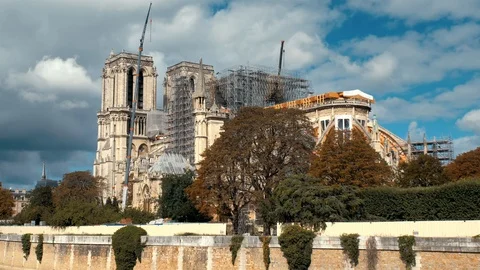 Notre Dame de Paris, phase of verification and consolidation of the walls Stock-Footage 119202865