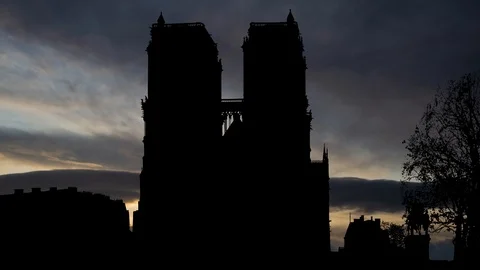 Notre Dame de Paris, Time Lapse at Sunrise, Medieval Cathedral in France Stock Footage 114492152