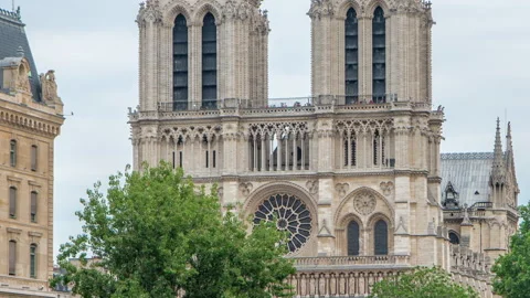 Notre Dame de Paris timelapse is the one of the most famous symbols of Paris Stock Footage 236643470