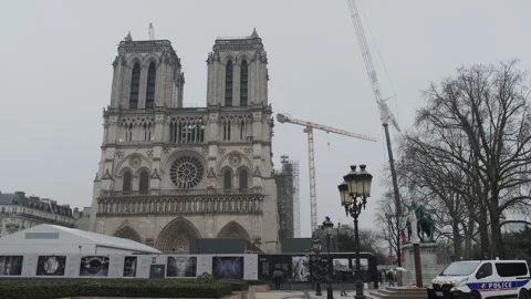 Notre-Dame de Paris undergoing restoration after 2019 fire Stock Footage 262042200