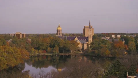Notre Dame Fall Aerial 2 Stock Footage 146701534