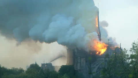Notre Dame on Fire Stock Footage