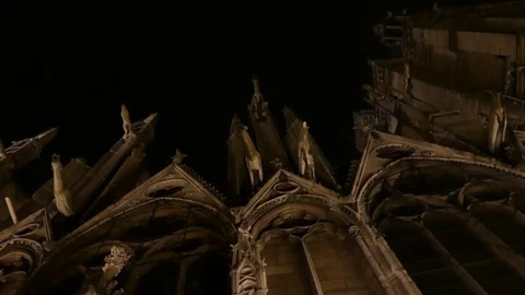 Notre Dame gothic cathedral wall Stock Footage 72359891