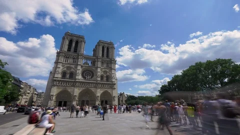 Notre Dame Paris hyperlapse / timelapse Stock Footage 93036865