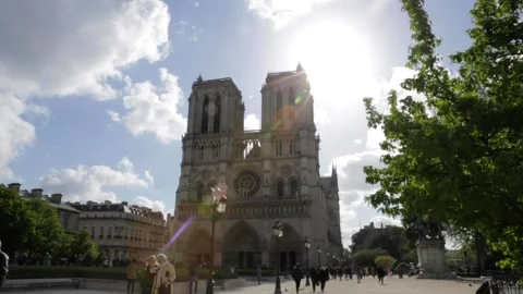 Notre Dame pre fire Paris Video stock 143654607