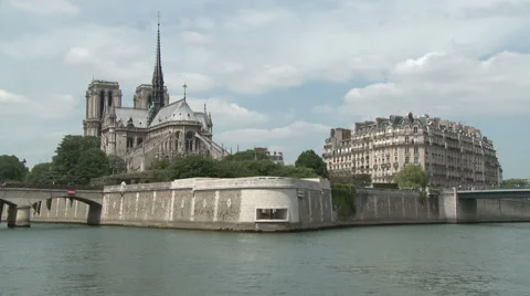 Notre Dame River View in Daytime Stock Footage 52814808