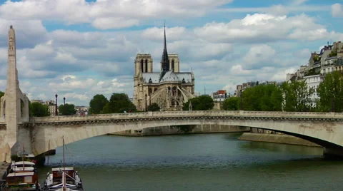 Notre Dame, The Seine Stock Footage 47534073