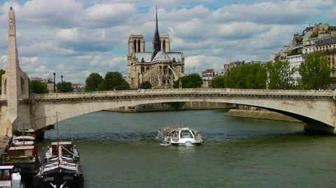 Notre Dame, The Seine Stock Footage 47534092