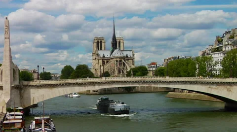 Notre Dame, The Seine Stock Footage 47534099