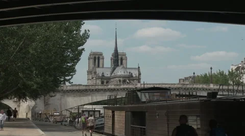 Notre Dame from the Seine Riverside Stock Footage 52811761