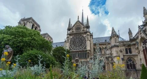Notre dame side view Stock Photos