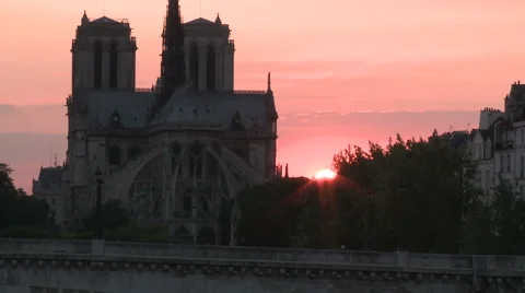 Notre Dame at Sunset 1 Stock Footage 52812743