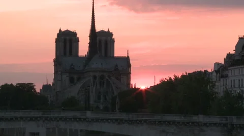 Notre Dame at Sunset 2 Stock Footage 52813333
