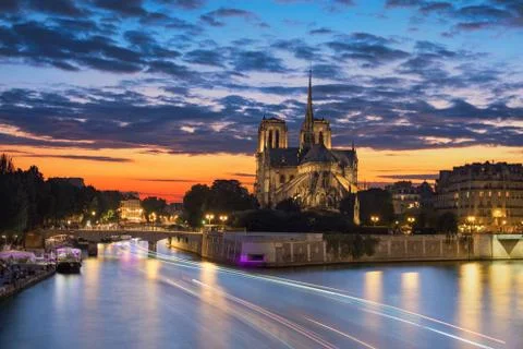 Notre Dame &amp; Sunset Foto stock