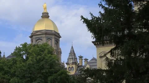 Notre Dame University dome and central area Stock Footage