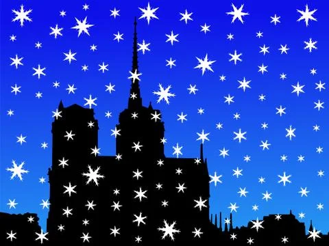 Notre dame in winter Illustrazione stock
