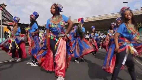 The Notting Hill Carnival kicks off on a weekend marking its diamond anniversary Stock Footage 344055229