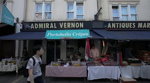Notting Hill Portabello Market London UK 12 Stock Footage
