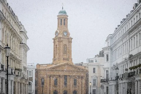 Notting Hill under the snow storm in 2021 in London, England Foto stock