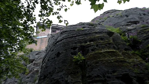 Nottingham Castle from below the rock face Видео 129883533