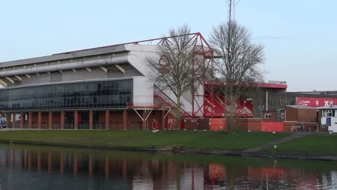 Nottingham Forest Stadium - The City Ground Football Stadium in West Bridgford Stock Footage 144321036