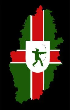 Nottinghamshire map flag vector silhouette illustration Stock Illustration