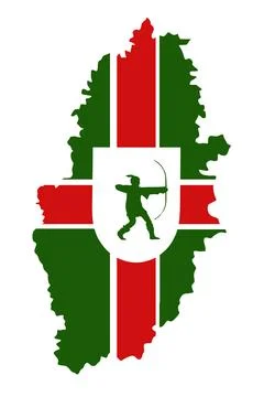 Nottinghamshire map flag vector silhouette illustration Stock Illustration