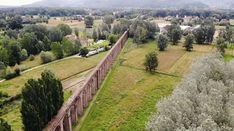 Nottolini Aqueduct in Lucca, Italy Stock Footage