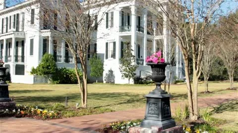 Nottoway Plantation mansion 3/4 front Stock Footage