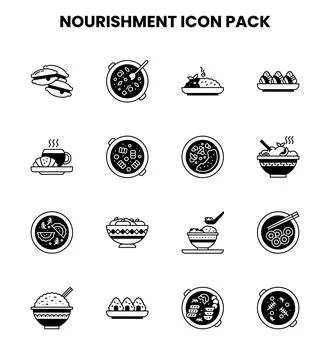 Nourishment DuoTone Bundle Icons Pack Stock Illustration