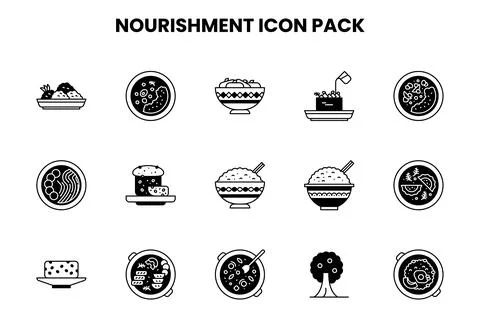 Nourishment DuoTone Set Icons Pack Stock Illustration