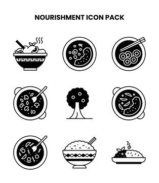 Nourishment DuoTone Vector Icons Pack 库存插图