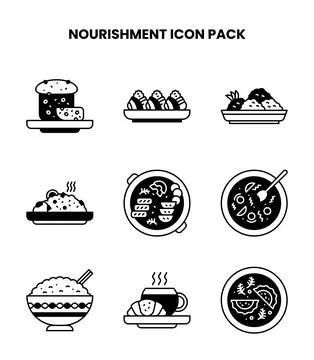Nourishment DuoTone Vector Icons Pack Stock Illustration