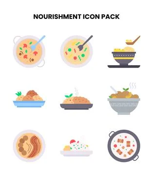 Nourishment Flat Design Icons Pack Stock Illustration