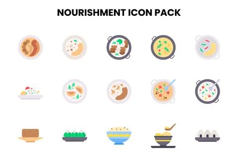 Nourishment Flat Graphics Icons Pack Stock Illustration