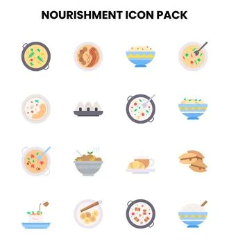Nourishment Flat Set Icons Pack Stock Illustration