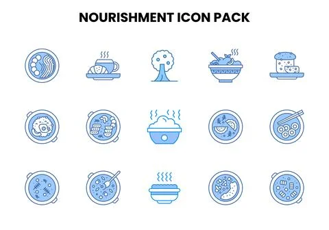 Nourishment Two Colour Icons Pack Stock Illustration