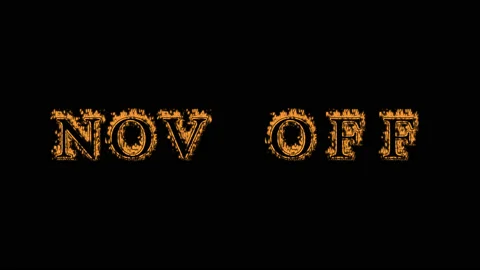 Nov Off fire text effect black background Video stock 136245727