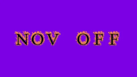 Nov Off fire text effect violet background Video stock 136245726