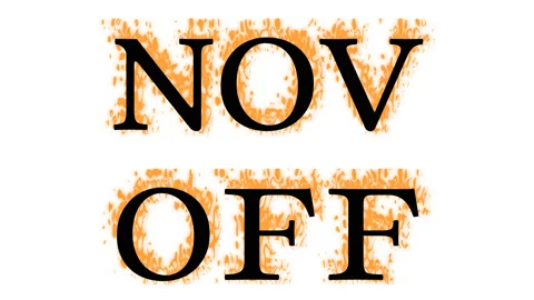 Nov Off fire text effect white isolated background Stock Footage 137992923