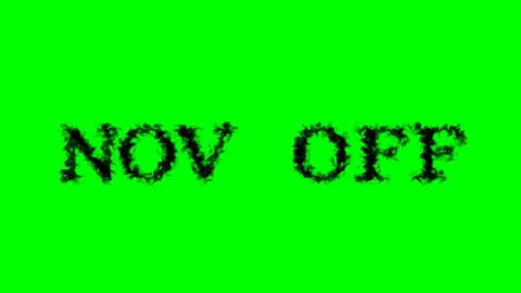 Nov Off smoke text effect green isolated background Stock Footage 138722799