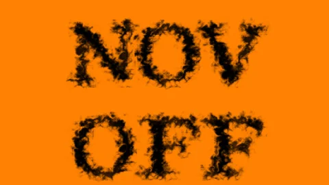 Nov Off smoke text effect orange isolated background Stock Footage 139625775