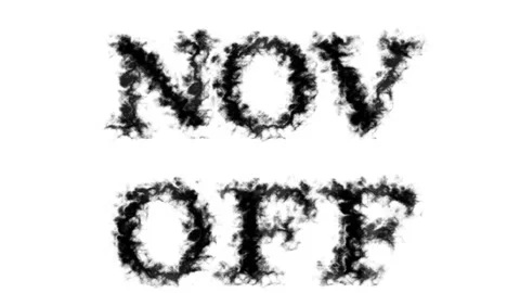 Nov Off smoke text effect white isolated background Stock Footage 139625850
